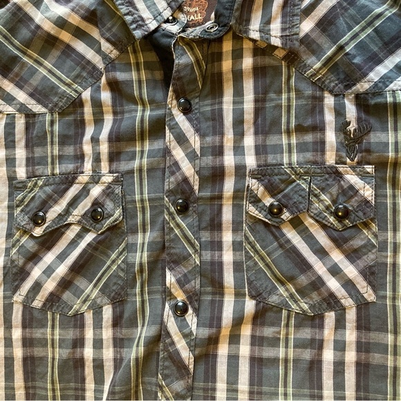 RIG Utility Clothing 100% Cotton Men's Plaid Short Sleeve Shirt in Dark Green - Picture 11 of 12